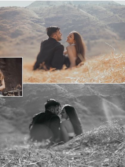 A comparison of color and black and white versions of an intimate moment in the hills. This showcases our versatility in post-production to evoke different moods.