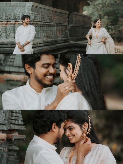 This photo story captures the sweet, intimate moments of a traditional shoot, from adjusting earrings to sharing a quiet smile.