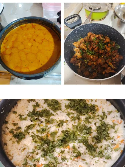 A perfect home-style meal featuring three of our customer favorites. This platter includes our creamy Paneer Butter Masala, crispy Dry Gobi, and fragrant Vegetable Pulao, offering a complete and satisfying dining experience.