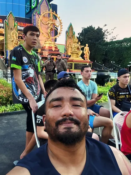 A selfie after a tough fight in a tournament. I lost the final and got beaten up, but I won because I proved to myself I could get back in the ring. I'm ready to climb the ladder again.
