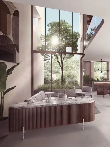 A central courtyard acts as the green heart of this home, bringing a mature tree and natural sunlight deep into the living space. This design choice exemplifies our belief that nature should not just surround a home, but be an integral part of its daily experience.