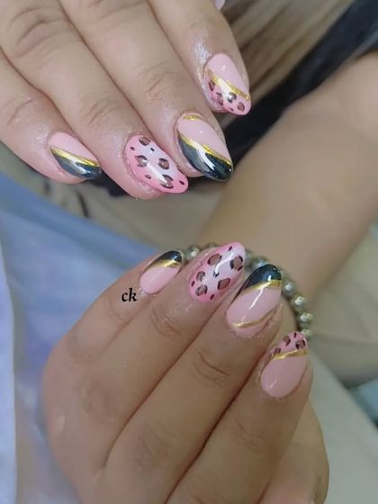 Another look at the playful leopard print and chrome design.