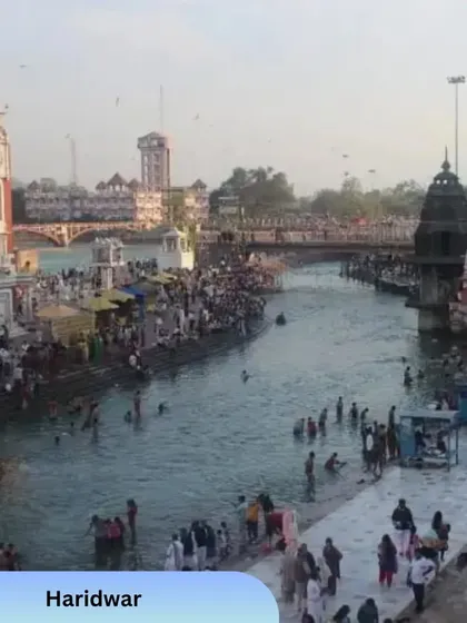The bustling ghats of Haridwar, where pilgrims gather to take a holy dip in the Ganges. Our caravan lets you experience this without the hassle of finding accommodation.