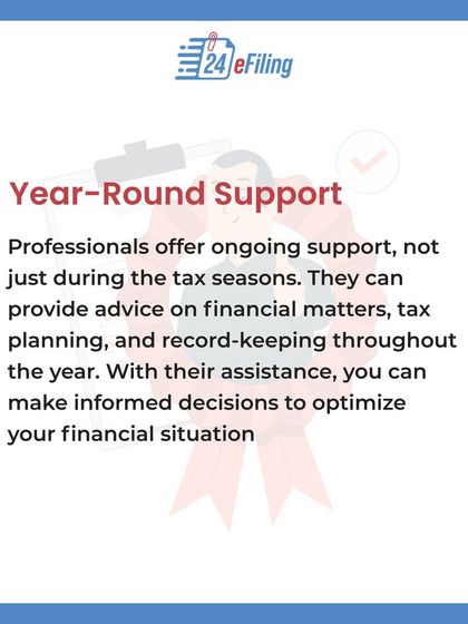Our support doesn't end after tax season. We offer year-round advice on financial matters, tax planning, and record-keeping to help you make informed decisions and optimize your finances.