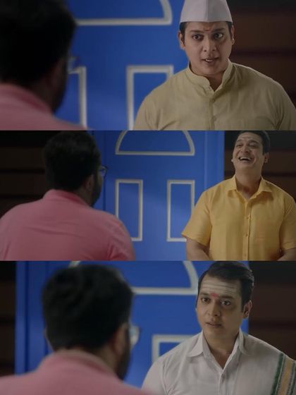 More looks from the Bajaj Allianz ad. Here you can see the actor styled in a traditional Marathi cap and a South Indian veshti, showcasing the diversity of the characters portrayed.