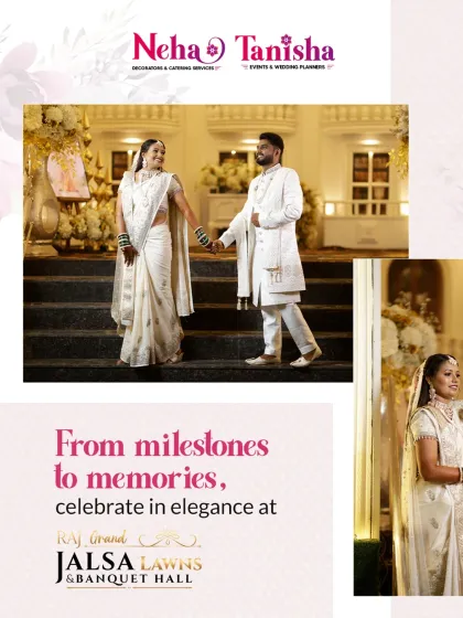 From milestones to memories, we help you celebrate in elegance at Raj Grand Jalsa Lawns. This couple's portrait captures the joy of their special day, perfectly framed by the grand venue.