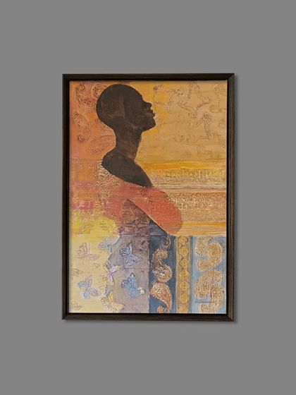 The second piece from the diptych, showcasing the intricate details of the traditional clothing and vibrant colors that are the focus of the artwork.