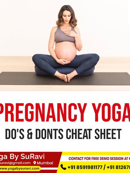 A cheat sheet for pregnancy yoga. We cover the essential do's and don'ts to ensure a safe and beneficial practice for expecting mothers.