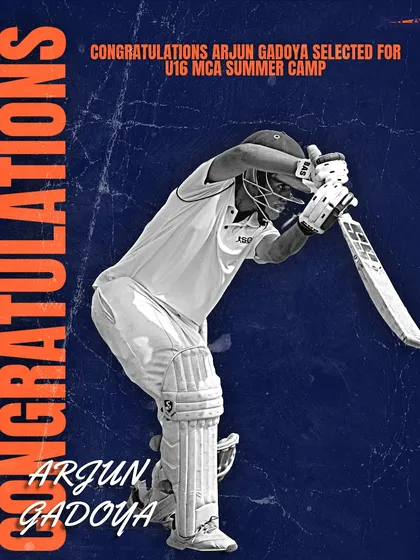 Another one of our talents, Arjun Gadoya, has been selected for the U16 MCA Summer Camp. His powerful batting and commitment to training have earned him this spot.