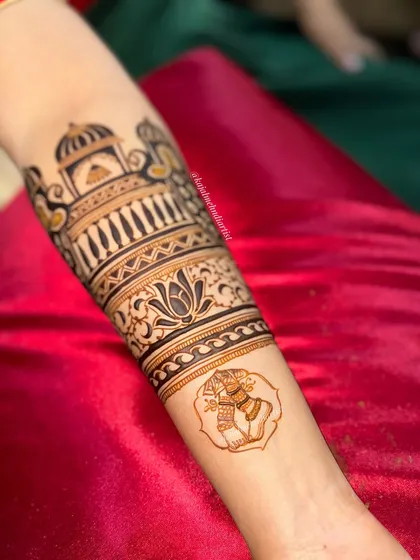 A close-up of the Kathak feet motif from the personalized bridal design.