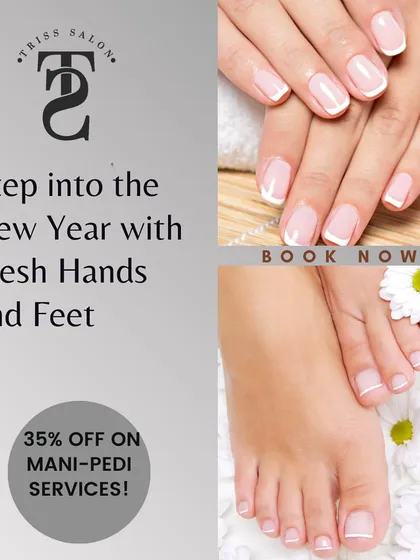 An advertisement for my manicure and pedicure services. I offer treatments like the classic French manicure for both hands and feet, ensuring you leave feeling polished and refreshed from fingers to toes.