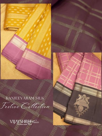 A collage showcasing the festive collections we have in store, from Kanjivarams to soft silks, ensuring you find everything under one roof.