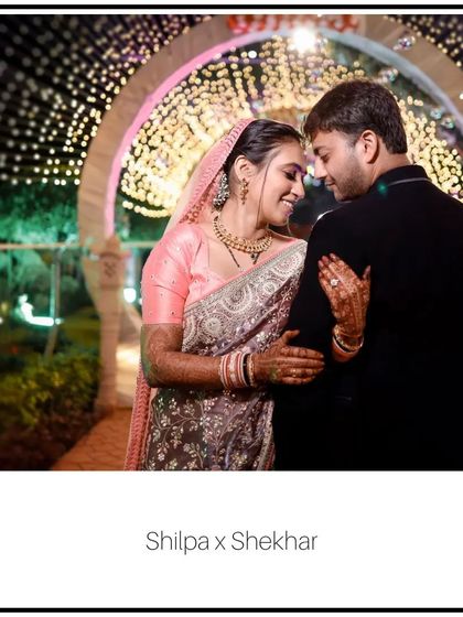 A romantic portrait of Shilpa and Shekhar against a beautifully lit backdrop. This image showcases how I use ambient lighting and decor to create a dreamy, cinematic feel for couple portraits.