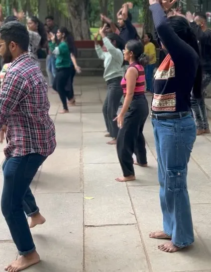 More scenes from our classical dance workshop. The open, natural setting of Cubbon Park provides a beautiful backdrop for our creative activities.