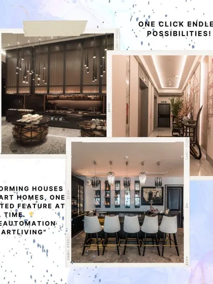 One click, endless possibilities. This collage shows how we are transforming houses into smart homes, one automated feature at a time, from bar lighting to hallway ambiance.