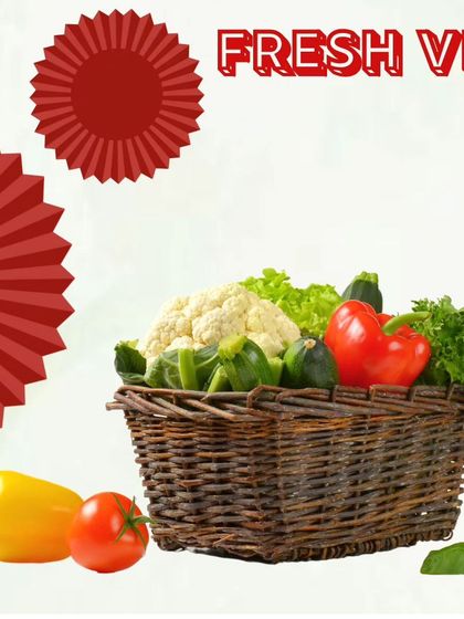 A simple, beautiful basket of fresh vegetables, including cauliflower, bell peppers, and zucchini. We believe in letting the quality of our produce speak for itself, offering clean, simple, and delicious ingredients.