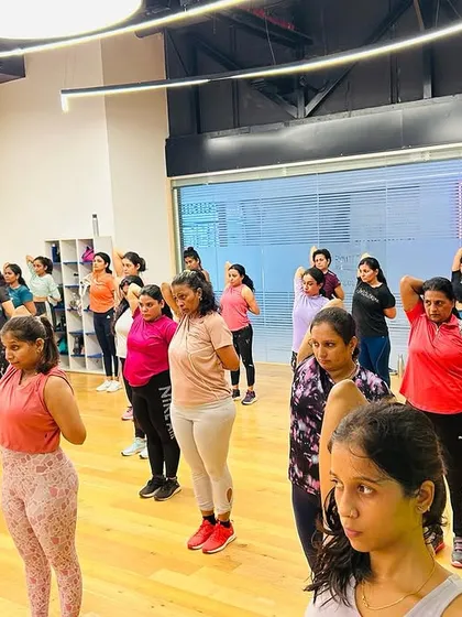 The energy in our group fitness classes in Bengaluru is electric. Here's a look at one of our packed indoor sessions, where a community of amazing women comes together to sweat, smile, and support each other through every move.