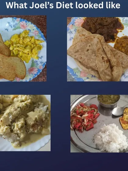 Before joining, Joel was confused by diets like Keto and couldn't stay regular at the gym. Our program provided the accountability he was missing, showing him how to eat what he loves and still lose weight. His diet included simple, balanced meals like you see here.