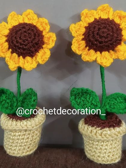 A pair of mini sunflower pots ready to be shipped out to a customer.