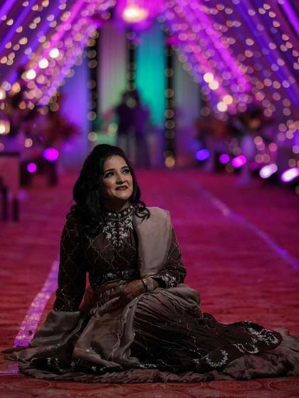 The bride's mom looking absolutely regal for the Sangeet. I provided a sophisticated makeup look that made her feel confident and beautiful for her daughter's big night.