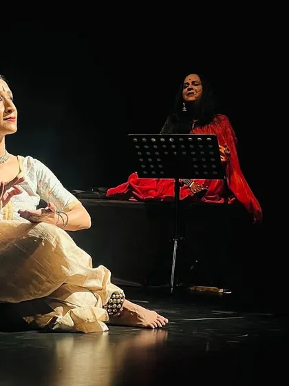 A seated pose from 'Mandala', listening to the music. So much of my performance is about reacting in the moment to the nuances of the live music.