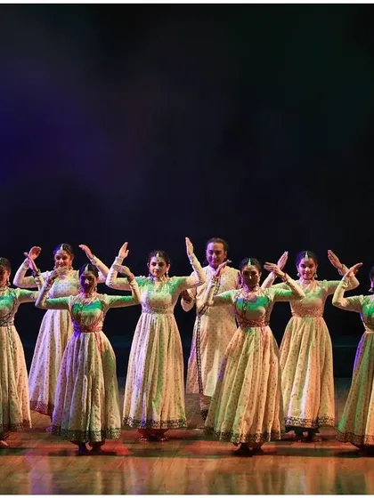 The beauty of Kathak lies in its grace and perfect synchronization. Here, our Abhinava Dance Company dancers showcase the unity and discipline that is the foundation of our group choreographies, creating a visual poetry of movement.