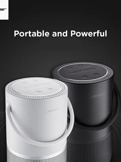 Your music shouldn't be confined to one room. The Bose Portable Home Speaker offers a durable, water-resistant design with up to 12 hours of battery life, providing powerful 360-degree sound whether you're in the living room, on the patio, or on the go.