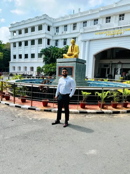 At the beautiful Pondicherry District Court. Sometimes, when a matter gets complicated, you need to take the driving seat yourself. I'm happy to share that the visit was successful and we got relief for the client.