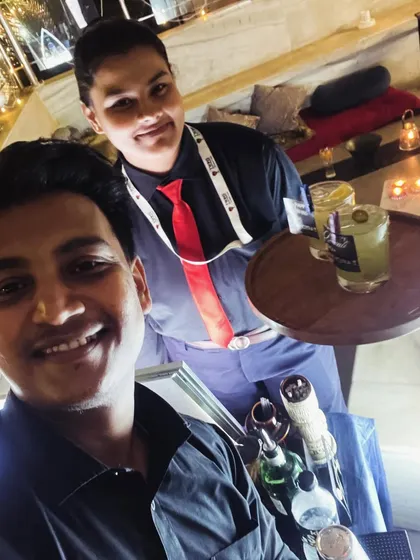 A selfie with my hardworking co-worker Jenevi. Teamwork is essential to providing the best service at every party.