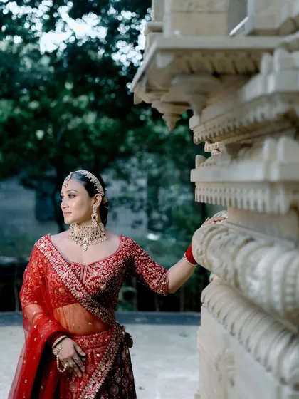 Another beautiful shot of the bride. The makeup is strong enough for dramatic portraits like this, yet soft enough to look beautiful in person.