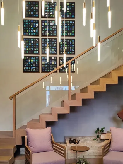 Another angle of the staircase installation.