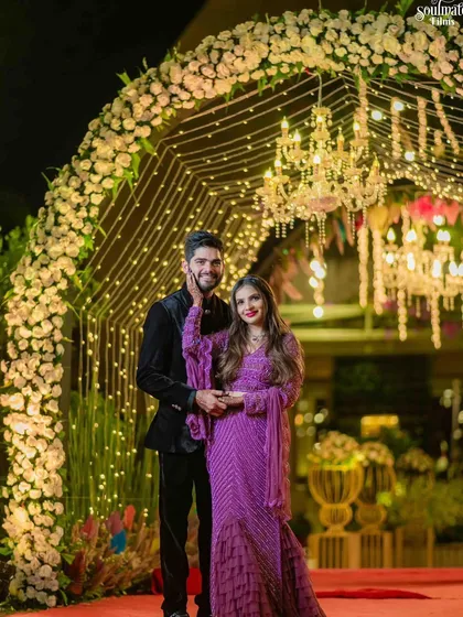 A beautiful portrait of a couple at their reception. I create stunning photo opportunities throughout the venue so you can capture romantic moments like this one.