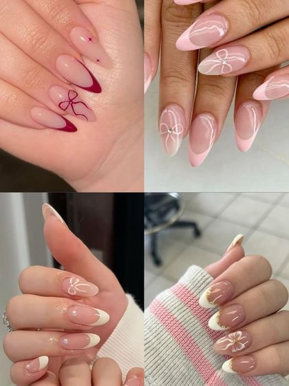 The "coquette" bow trend is still going strong. Here are some cute ideas for incorporating bows into your next set.