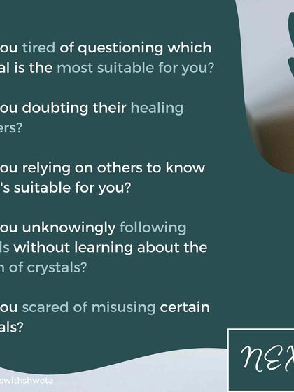Are you tired of questioning which crystal is right for you? This graphic lists the common doubts my Crystal Discovery Course is designed to solve, from doubting their healing powers to fearing misuse.