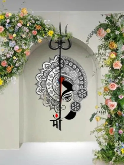 My work starts with your story. For a baby named 'Mitakshi,' which means Maa Durga, I designed this unique concept, weaving the deity's motif into the decor to create a deeply personal and meaningful celebration.