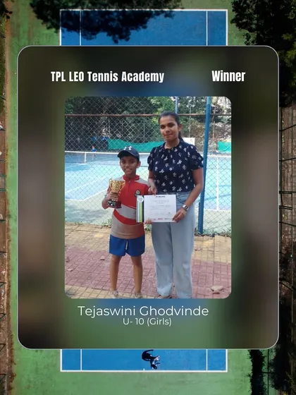 Congratulations to Tejaswini Godvinde on winning the U-10 girls singles title at Leo Tennis Academy.