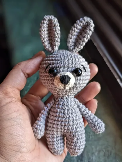 A close-up of the bunny keychain.