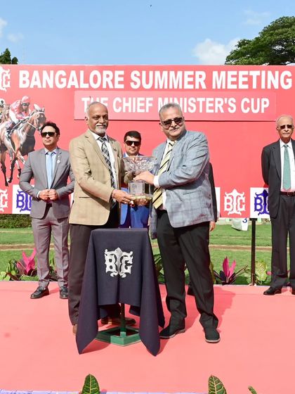 The Chief Minister's Cup presentation. The naming of cups after high offices provides a unique and prestigious sponsorship opportunity, linking your brand with the state's leadership.