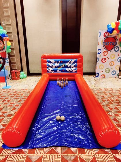 A new addition to our inventory, this Inflatable Bowling alley is a fun game for all ages. It's a great, simple attraction for indoor parties and themed events.