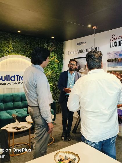 The inviting atmosphere of our booth at NEXKNOS 2024, designed to feel like a modern, smart living space.