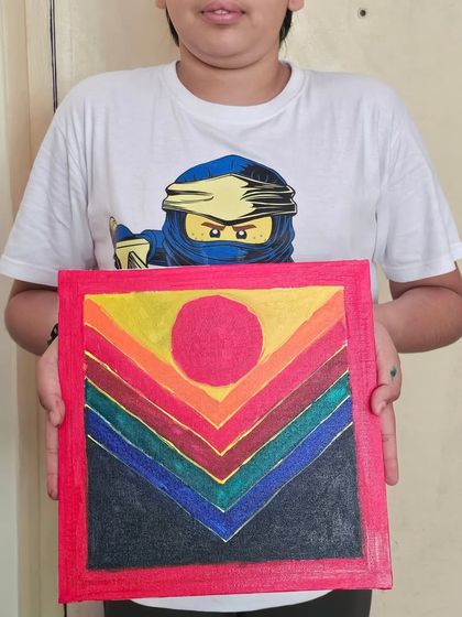 Another masterpiece from our artist workshop, this time a recreation of S.H. Raza's vibrant abstract art.