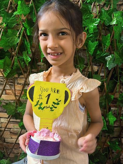 "You are #1." A sweet and simple message on a handmade trophy for Dad.