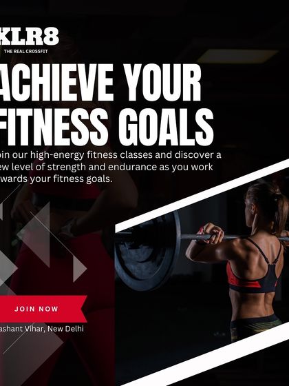 Achieve Your Fitness Goals. A promotional graphic inviting you to join our high-energy classes.