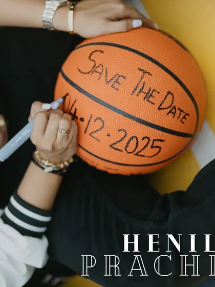 For a couple whose love story is all about fun and games, we created this playful "Save the Date" on a basketball court. It’s a perfect example of how we tailor shoots to reflect your unique personality.