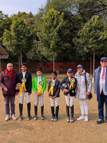 Mohak Naveen celebrates his Bronze Medal win in the Children 2 Dressage Team Event at the Junior National Equestrian Championship (JNEC) 2024.