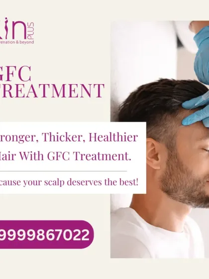GFC is an effective treatment for strengthening hair and promoting thickness. This image shows a client receiving the treatment, which is designed to deliver growth factors directly to the scalp for optimal results.