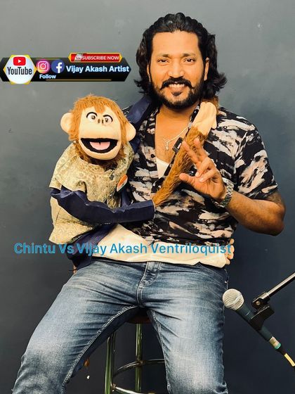Me and my puppet Chintu, ready to entertain. This image captures the fun and energy we bring to every video and show.