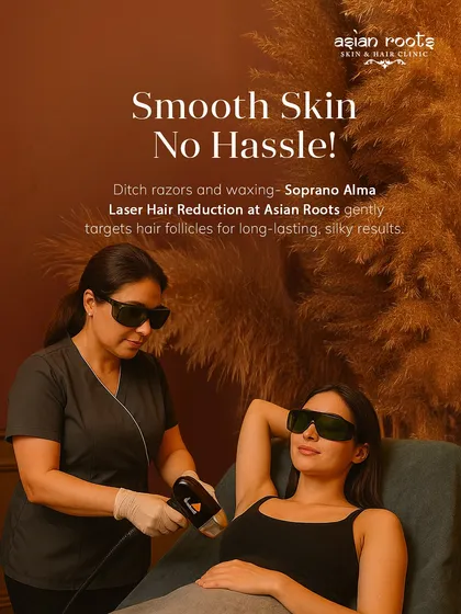 Here you can see a client comfortably undergoing an underarm laser hair reduction session. I use US FDA-approved Soprano laser technology with built-in cooling to ensure the process is not only effective but also virtually painless, even on sensitive areas.