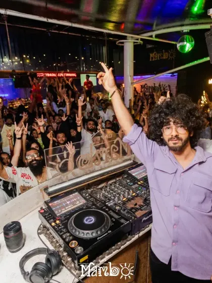 A full house at Cafe Mambo with hands in the air. This is a typical night on the Goa party circuit, where my live-tested tracks keep the energy high from start to finish.