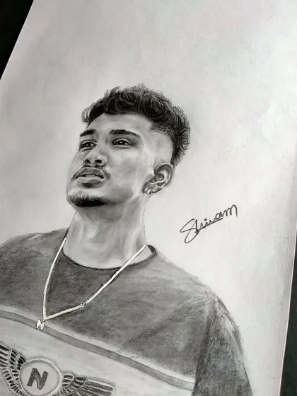 A realistic portrait drawing, signed and ready for the client.
